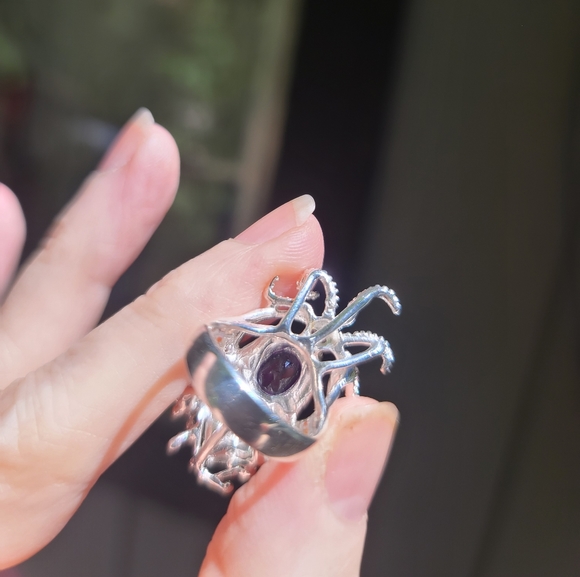 Amethyst Sterling Octopus 🐙 ring sz6 - Picture 9 of 11